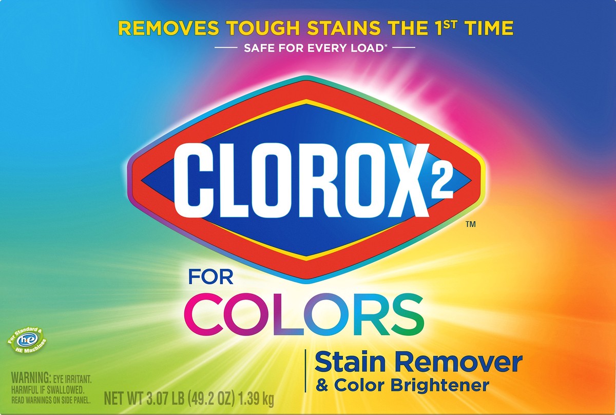 slide 3 of 3, Clorox 2 Laundry Stain Remover and Color Booster Powder, 49 oz