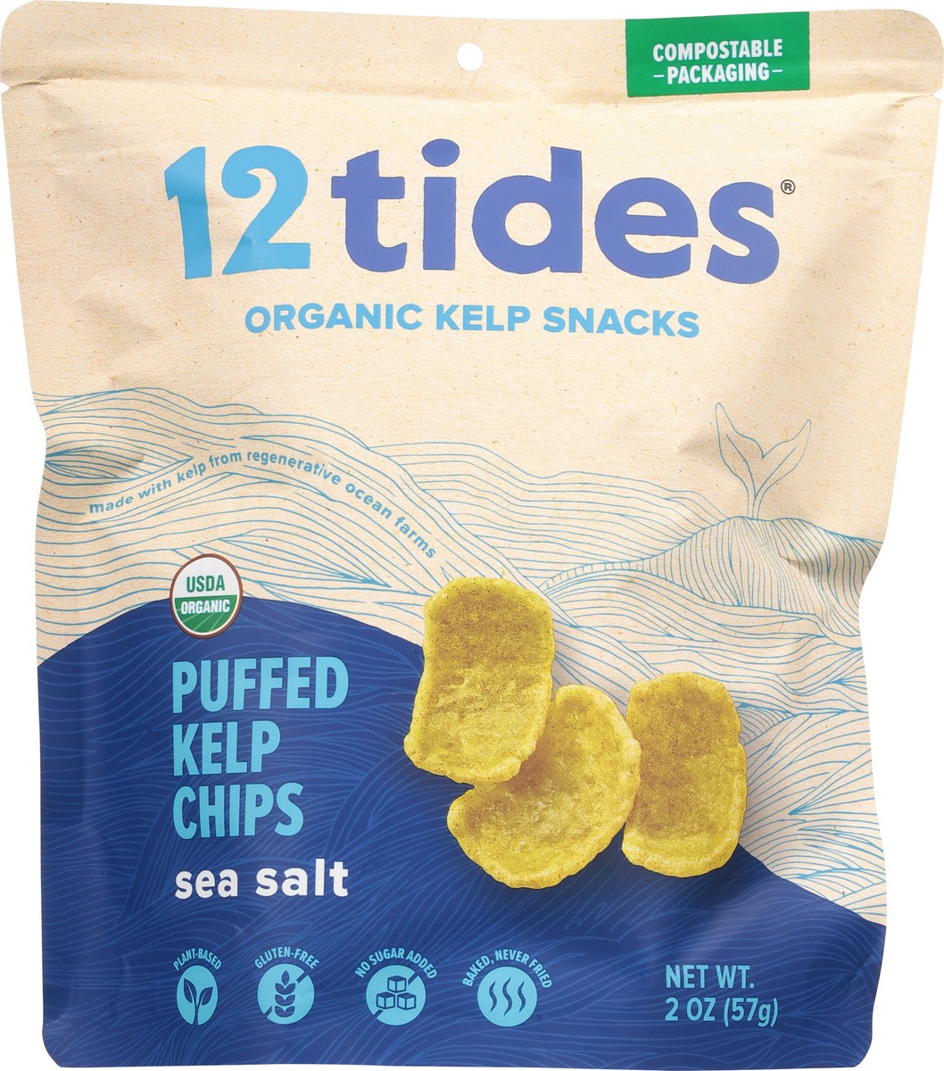 slide 3 of 12, 12 Tides Organic Sea Salt Puffed Kelp Chips 2 oz, 2 oz