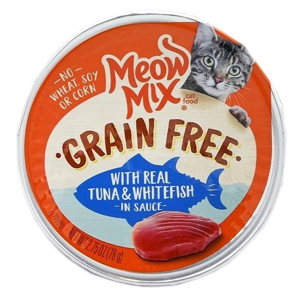 slide 1 of 1, Meow Mix Grain Free with Real Tuna & Whitefish in Sauce, 2.75 oz