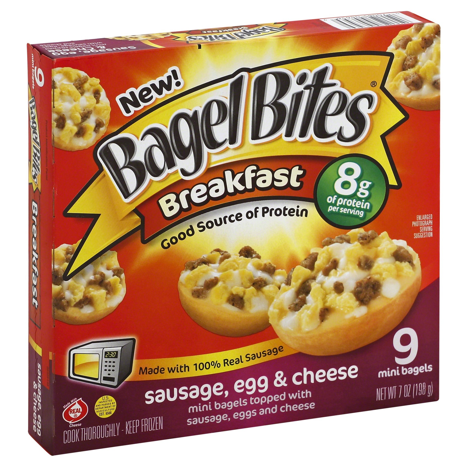 slide 1 of 1, Bagel Bites Breakfast Bagels with Sausage, Egg & Cheese, 9 ct