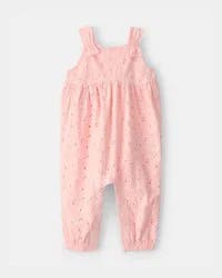 Baby Girl Eyelet Sleeveless Jumpsuit - Pink - 9M