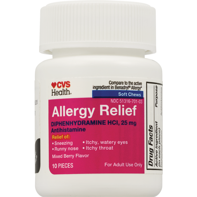 slide 1 of 1, CVS Health Allergy Relief Diphenhydramine Hcl Chewy Bite 25Mg, 10 Ct, 10 ct