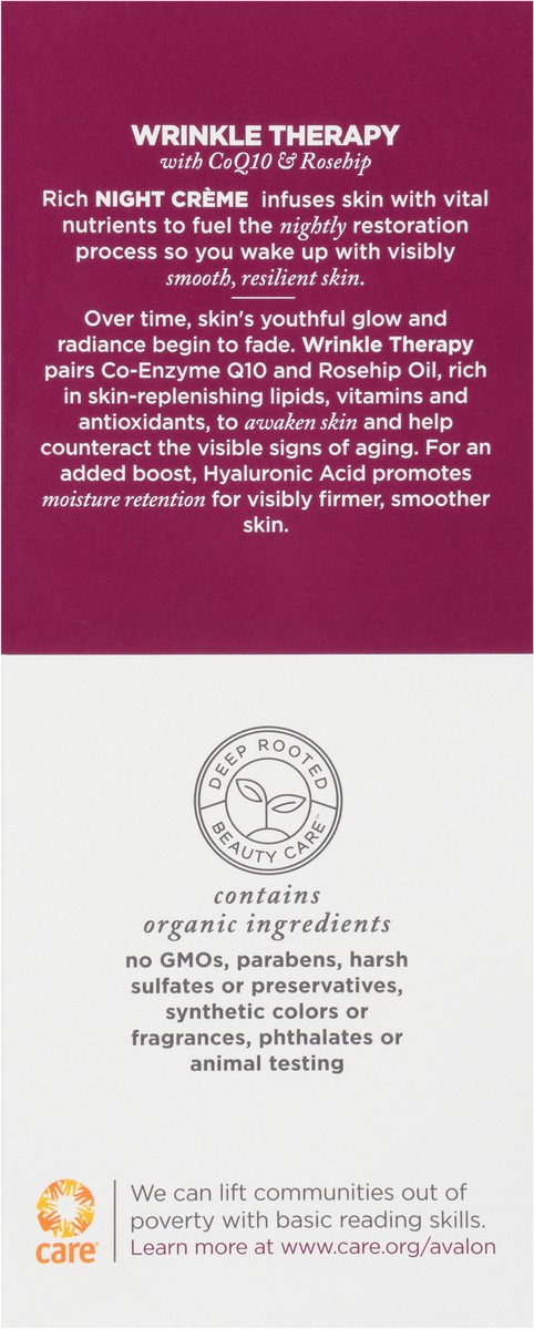 slide 6 of 8, Avalon Organics Wrinkle Therapy with CoQ10 & Rosehip Night Creme 1.75 oz. Box, 1.75 oz