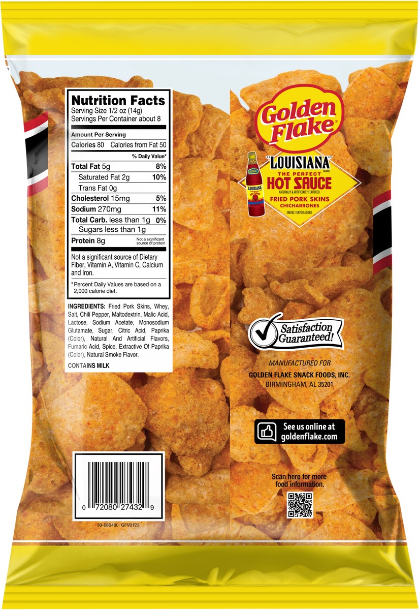 slide 11 of 11, Golden Flake 4 oz Golden Flake LA Hot Pork Skins, 4 oz