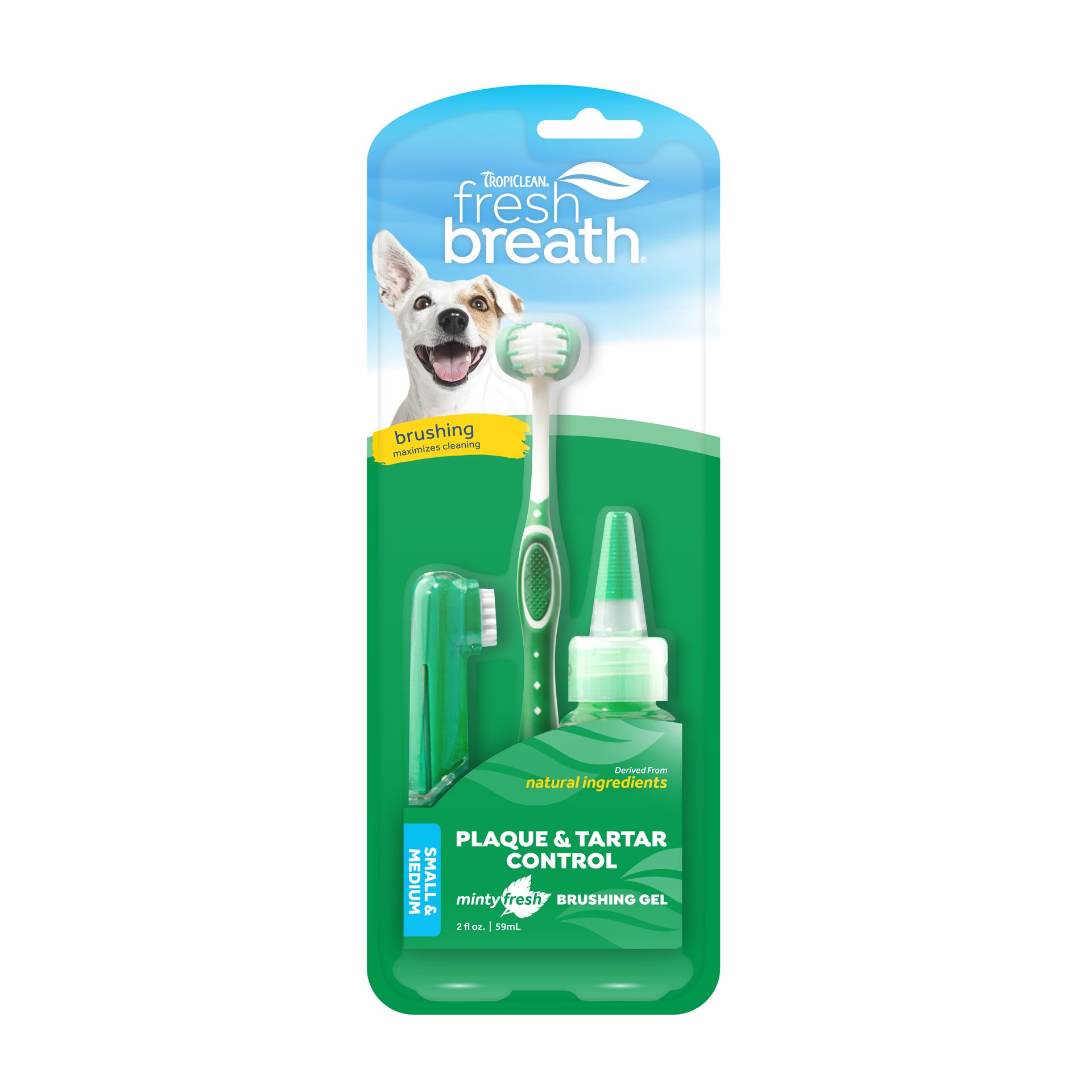 slide 1 of 5, TropiClean Fresh Breath Plaque & Tartar Control Kit for Small & Medium Dogs, 2 oz
