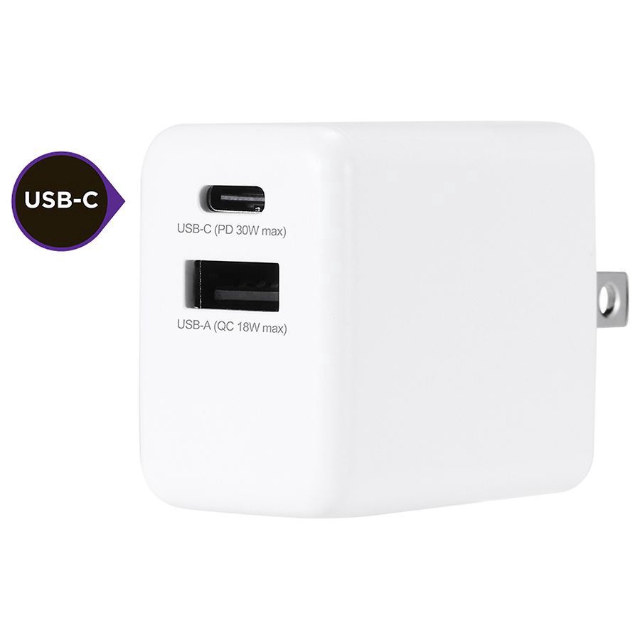 slide 3 of 3, Infinitive 30W Dual Port Wall Charger, 1 ct
