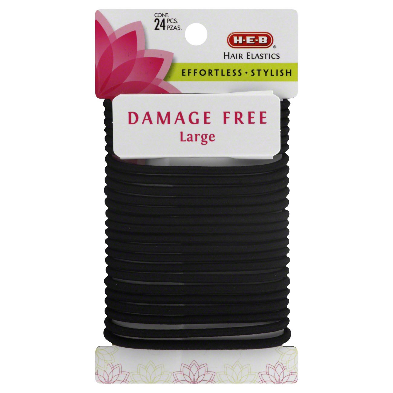 slide 1 of 1, H-E-B Large Damage Free Hair Elastics, 24 ct