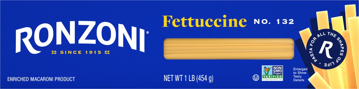 slide 8 of 9, Ronzoni Fettuccine 16 oz, Non-GMO Pasta for Alfredo Sauce and More, 1 lb