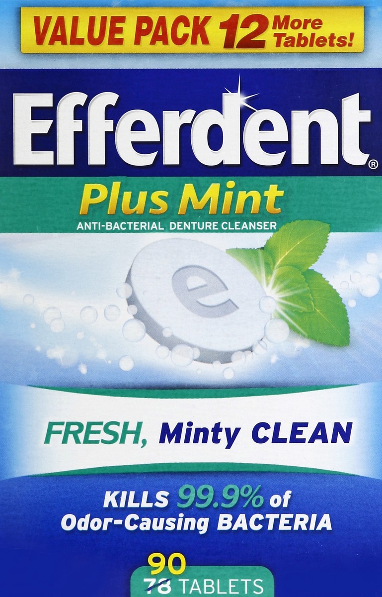 slide 3 of 4, Efferdent Retainer & Denture Cleaner Tablets, Minty Fresh & Clean, 90 Count, 90 ct