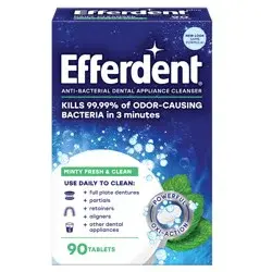 Efferdent Retainer & Denture Cleaner Tablets, Minty Fresh & Clean, 90 Count