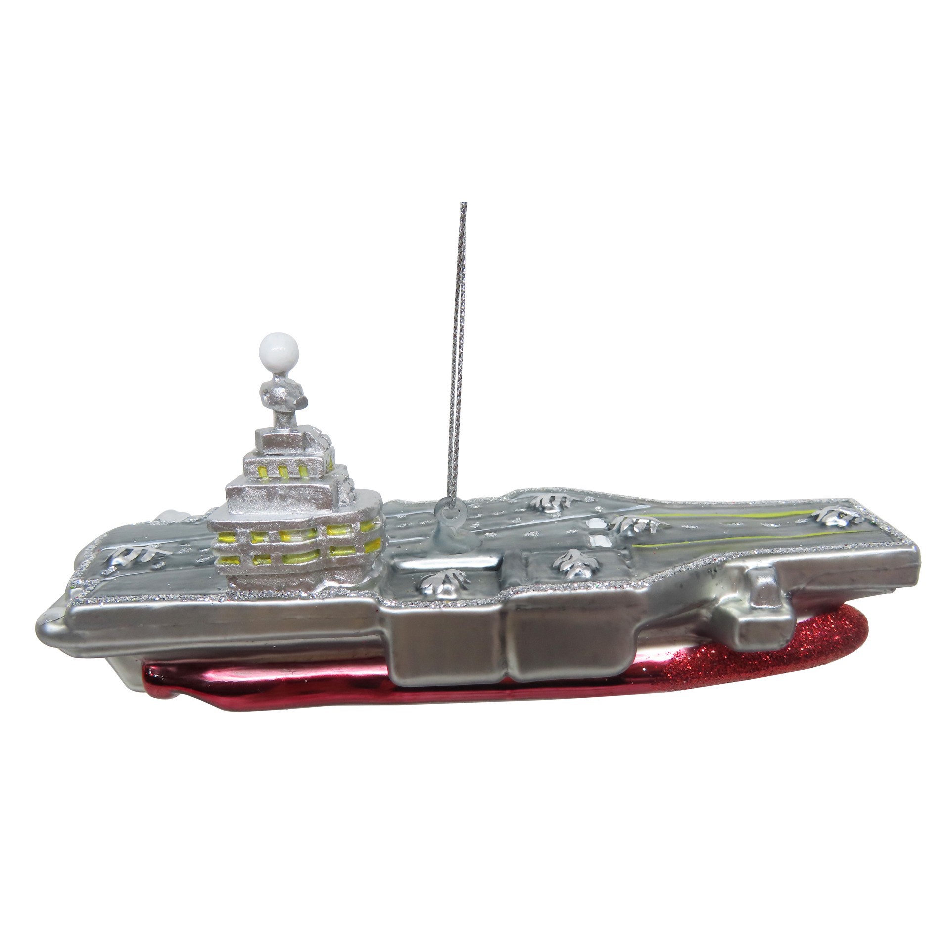 slide 2 of 2, 5.75" Glass Aircraft Carrier Ornament By Ashland, 5.75 in x 2 in x 2.75 in