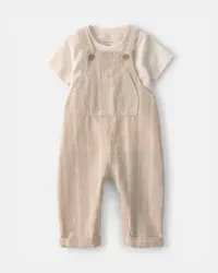 Carters Baby 2-Piece Stripe Overall Set - Khaki Khaki NB