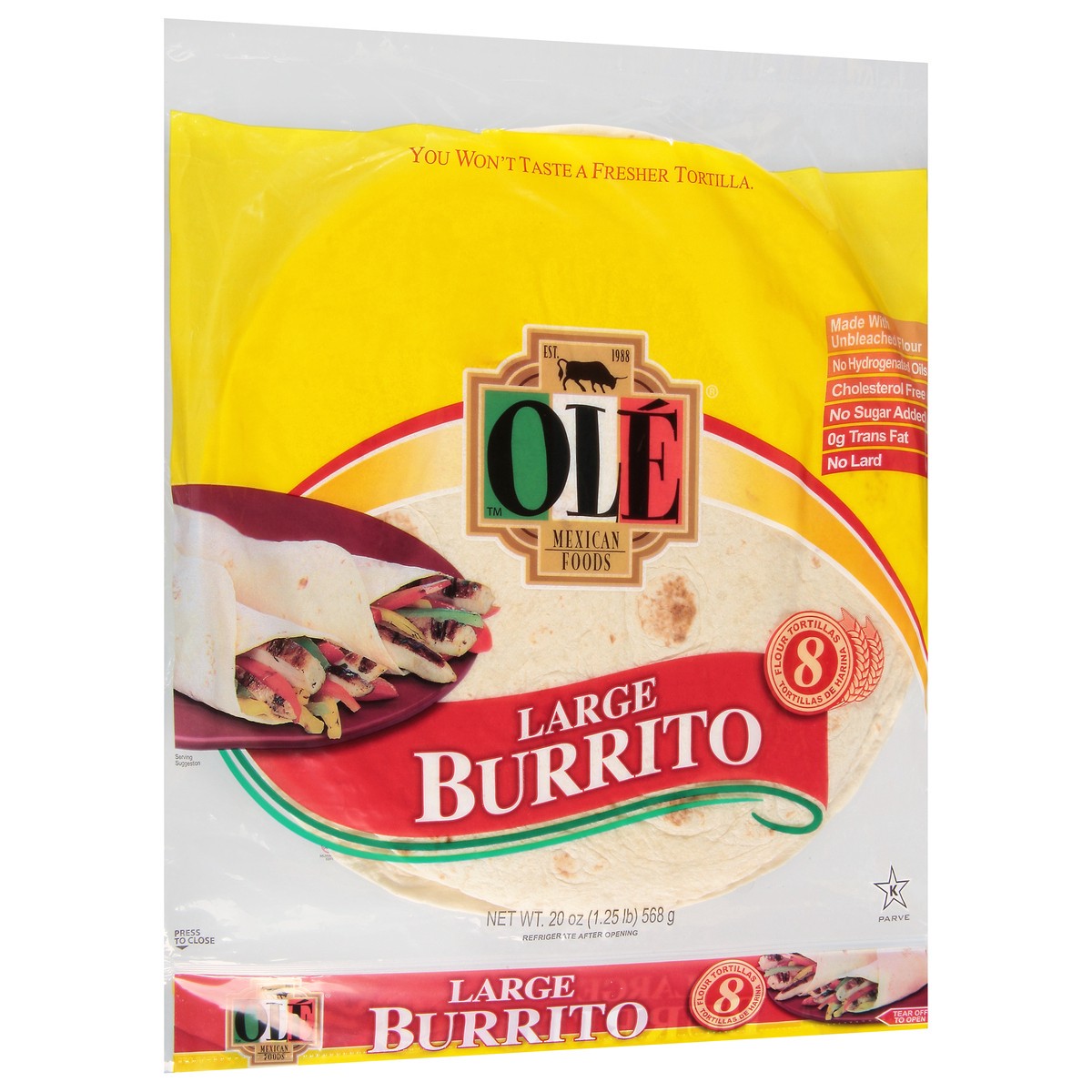 slide 5 of 9, Ole Large Burrito Shells, 20 oz