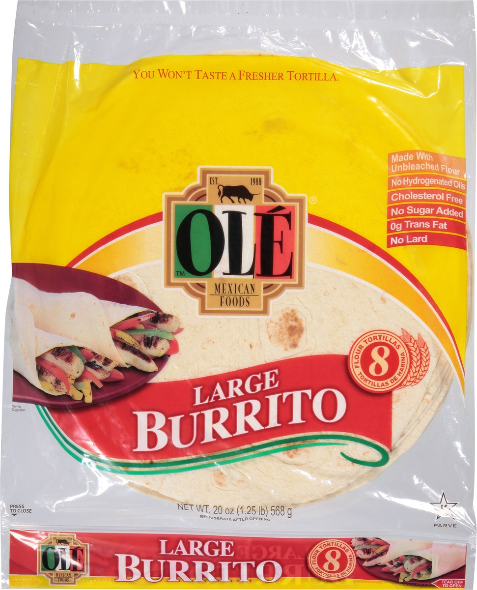 slide 6 of 9, Ole Large Burrito Shells, 20 oz