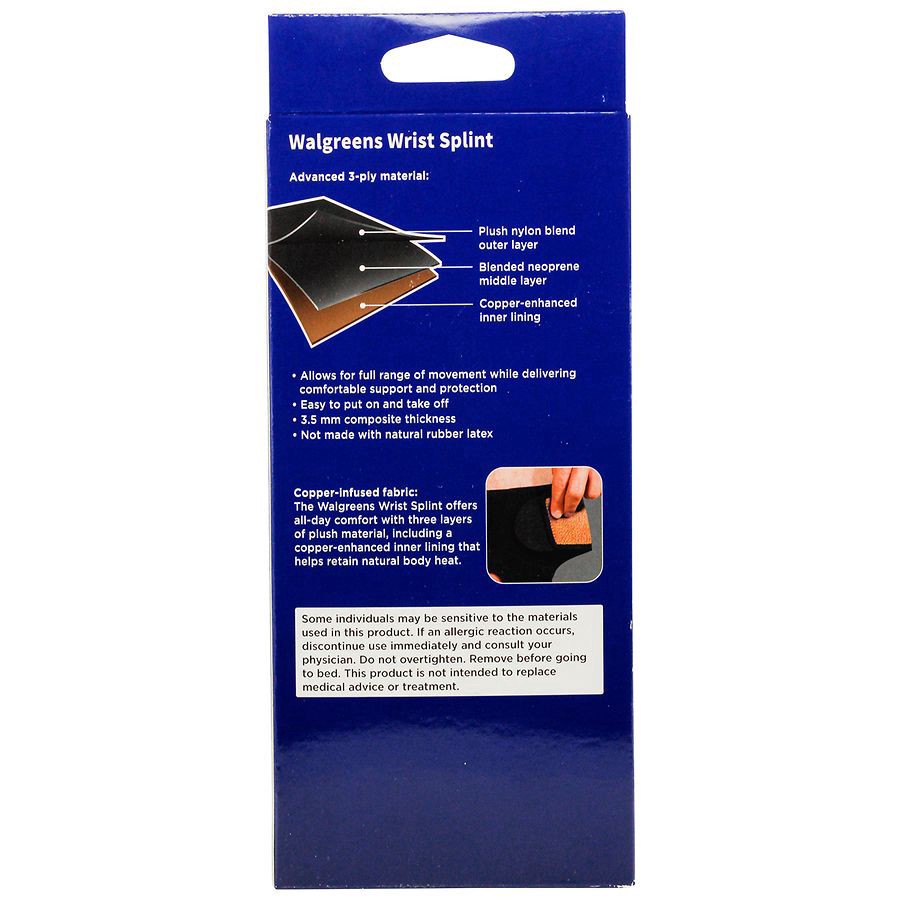 slide 4 of 4, Walgreens Copper-Infused Adjustable Left Wrist Splint, 1 ct