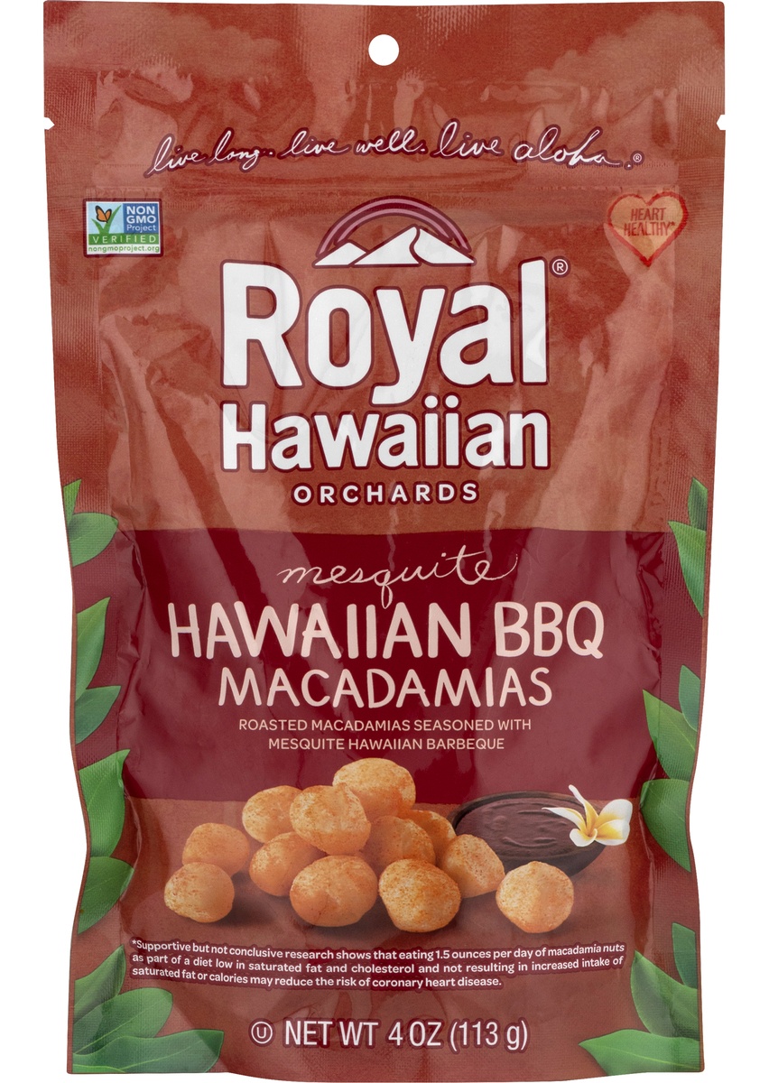 slide 1 of 1, Royal Hawaiian Orchards Macadamias, Hawaiian BBQ, Mesquite, 4 oz