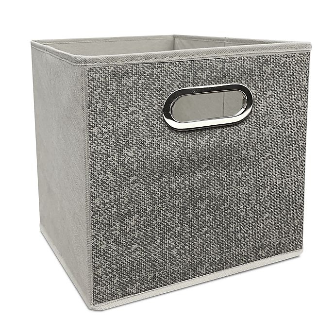 slide 1 of 1, Simply Essential Textured Collapsible Bin - Grey, 11 in