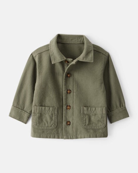 slide 1 of 2, Baby Boy Herringbone Long-Sleeve Fashion Jacket - Olive Olive 24M, 1 ct