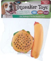 Bow Wow Pals Hotdog & Hamburger Squeaker Toys