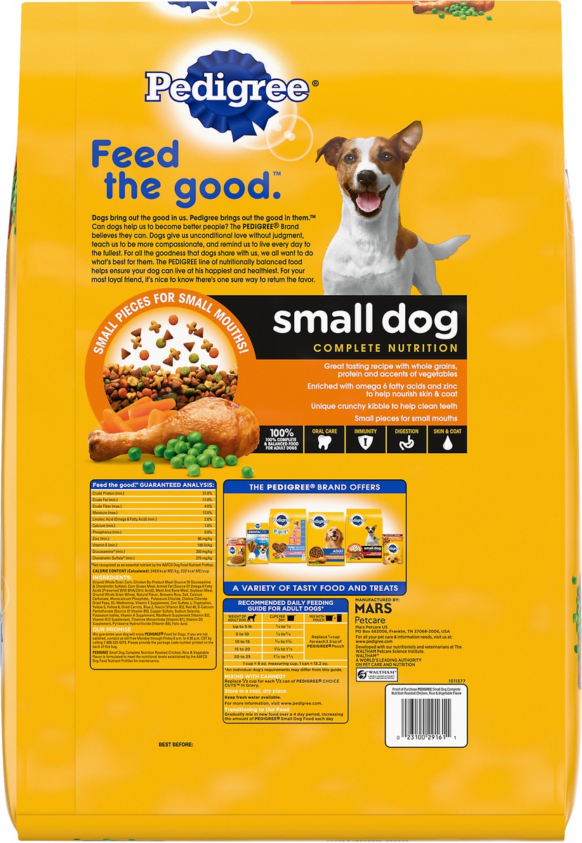 slide 3 of 5, PEDIGREE Small Dog Complete Nutrition Small Breed Adult Dry Dog Food Roasted Chicken, Rice & Vegetable Flavor Dog Kibble, 15.9 lb. Bag, 15.9 lb