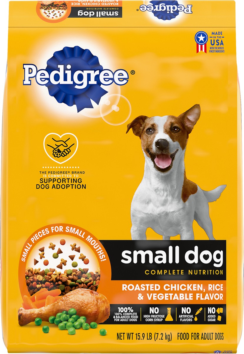 slide 5 of 5, PEDIGREE Small Dog Complete Nutrition Small Breed Adult Dry Dog Food Roasted Chicken, Rice & Vegetable Flavor Dog Kibble, 15.9 lb. Bag, 15.9 lb