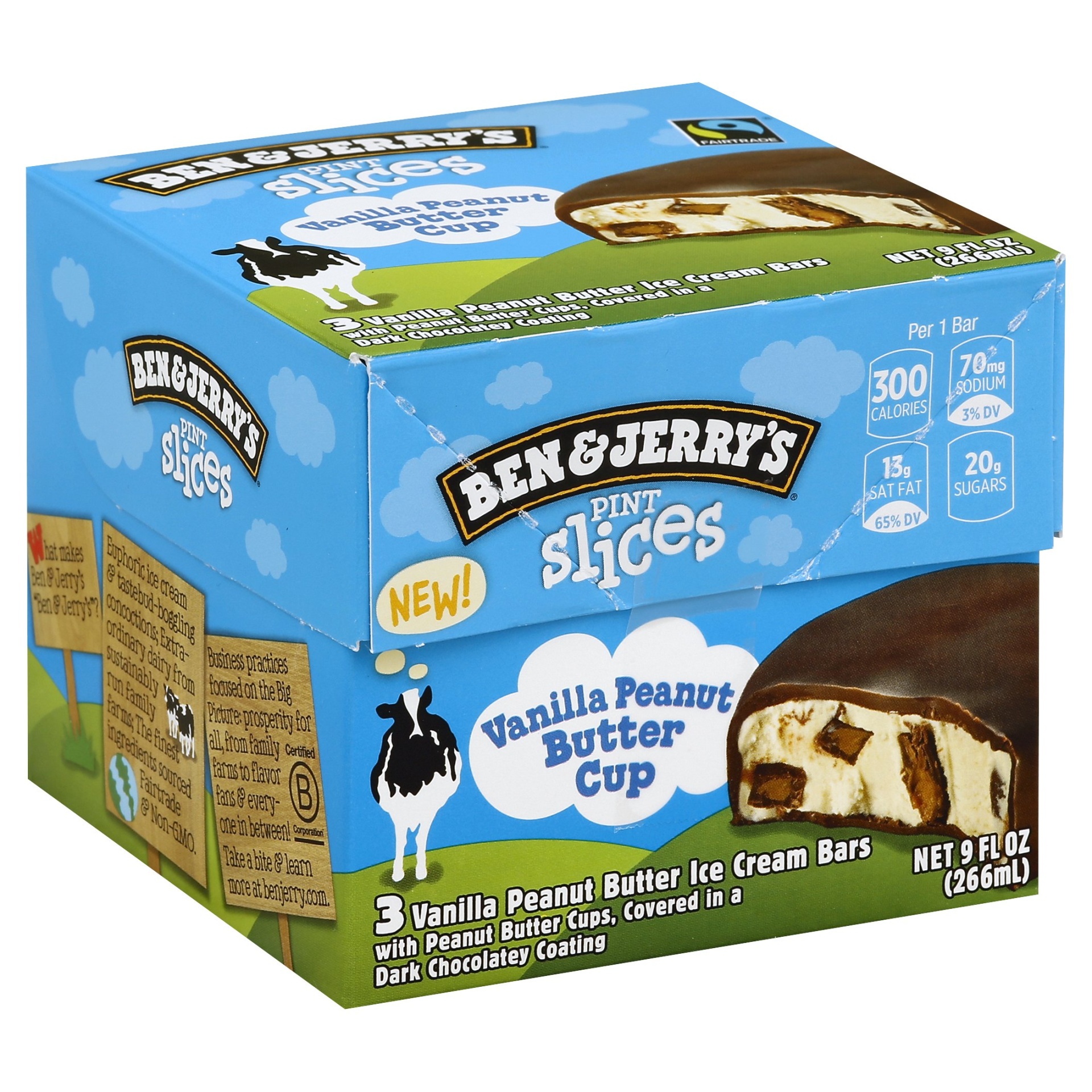 slide 1 of 7, Ben & Jerry's Vanilla Peanut Butter Cup Pint Slices, 3 ct; 3 fl oz