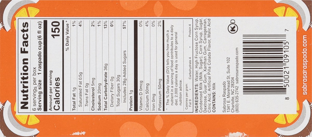 slide 4 of 9, Sabrosa Raspado Lindy's Pina Colada Italian Ice Raspado Pina Colad 6Ct, 6 oz