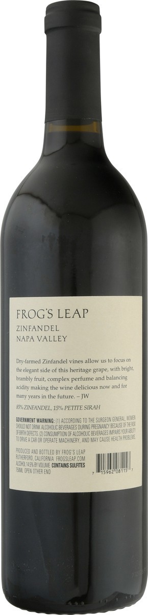 slide 4 of 11, Frog's Leap Napa Valley Zinfandel 750 ml Bottle, 750 ml