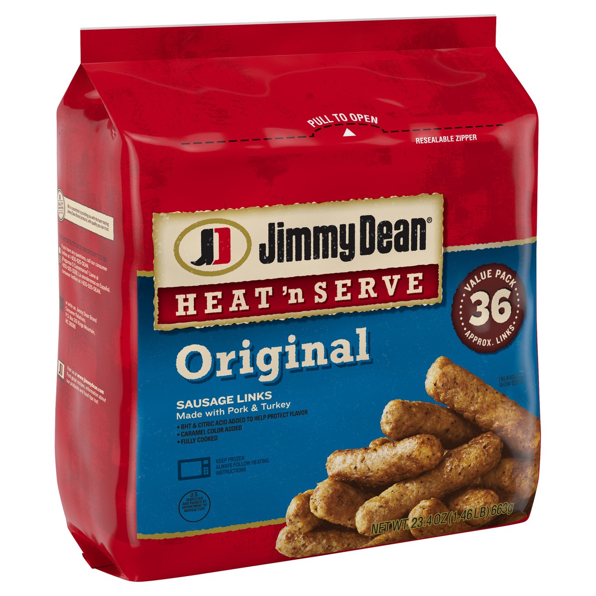 slide 2 of 5, Jimmy Dean Heat 'N Serve Original Pork Breakfast Sausage Links, 36 Count, 663.38 g