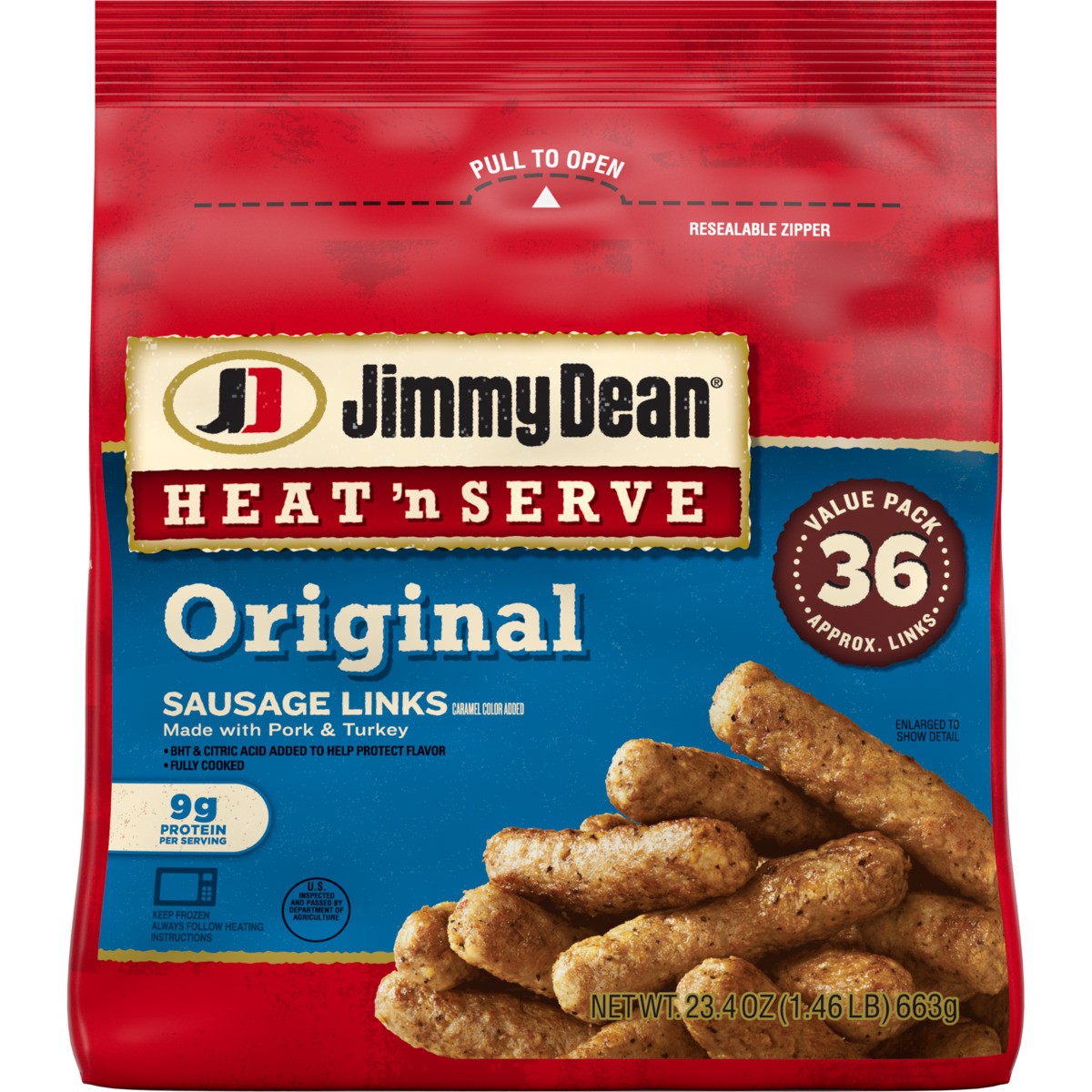 slide 1 of 5, Jimmy Dean Heat 'N Serve Original Pork Breakfast Sausage Links, 36 Count, 23.4 oz