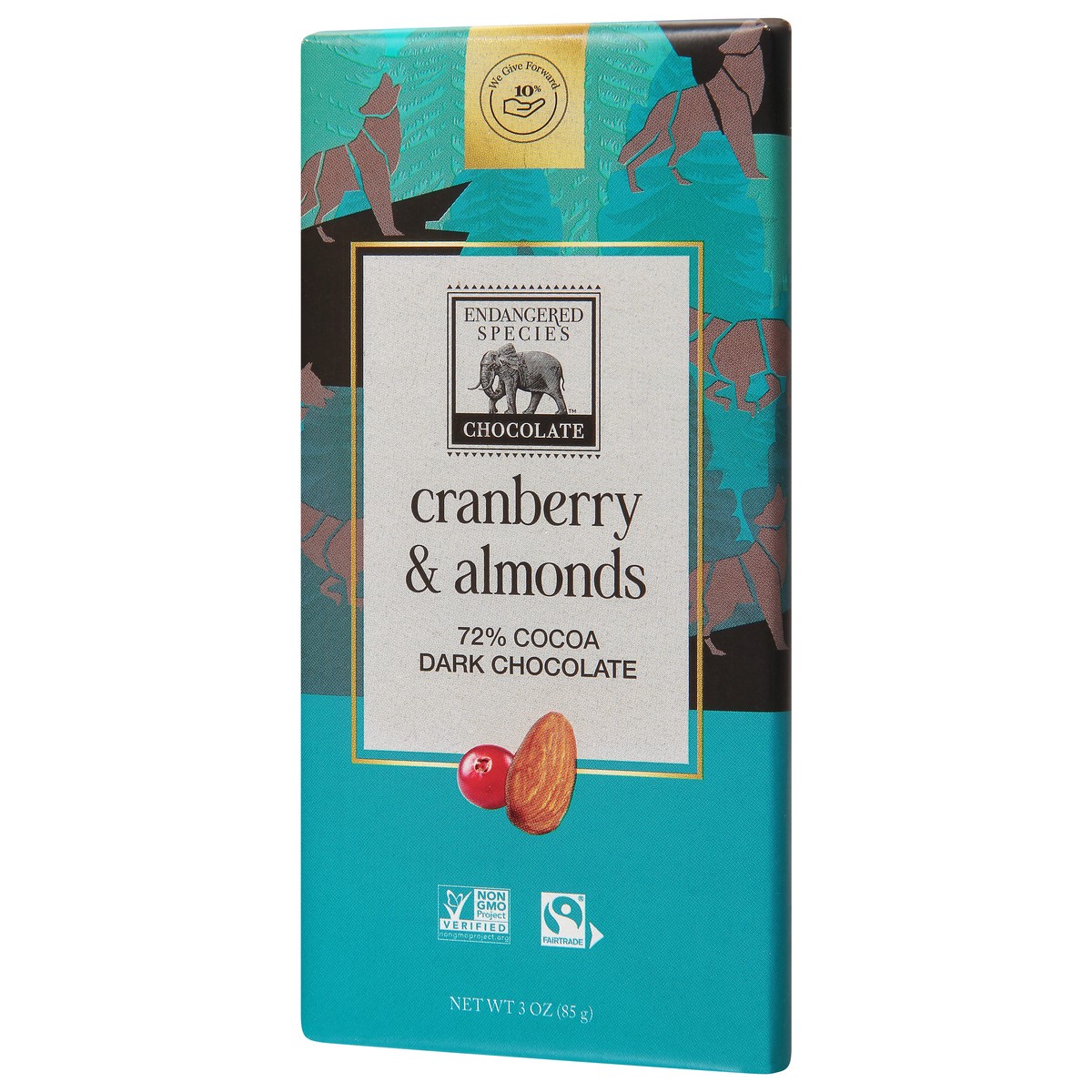 slide 4 of 9, Endangered Species 72% Cocoa Cranberry & Almonds Dark Chocolate 3 oz, 3 oz