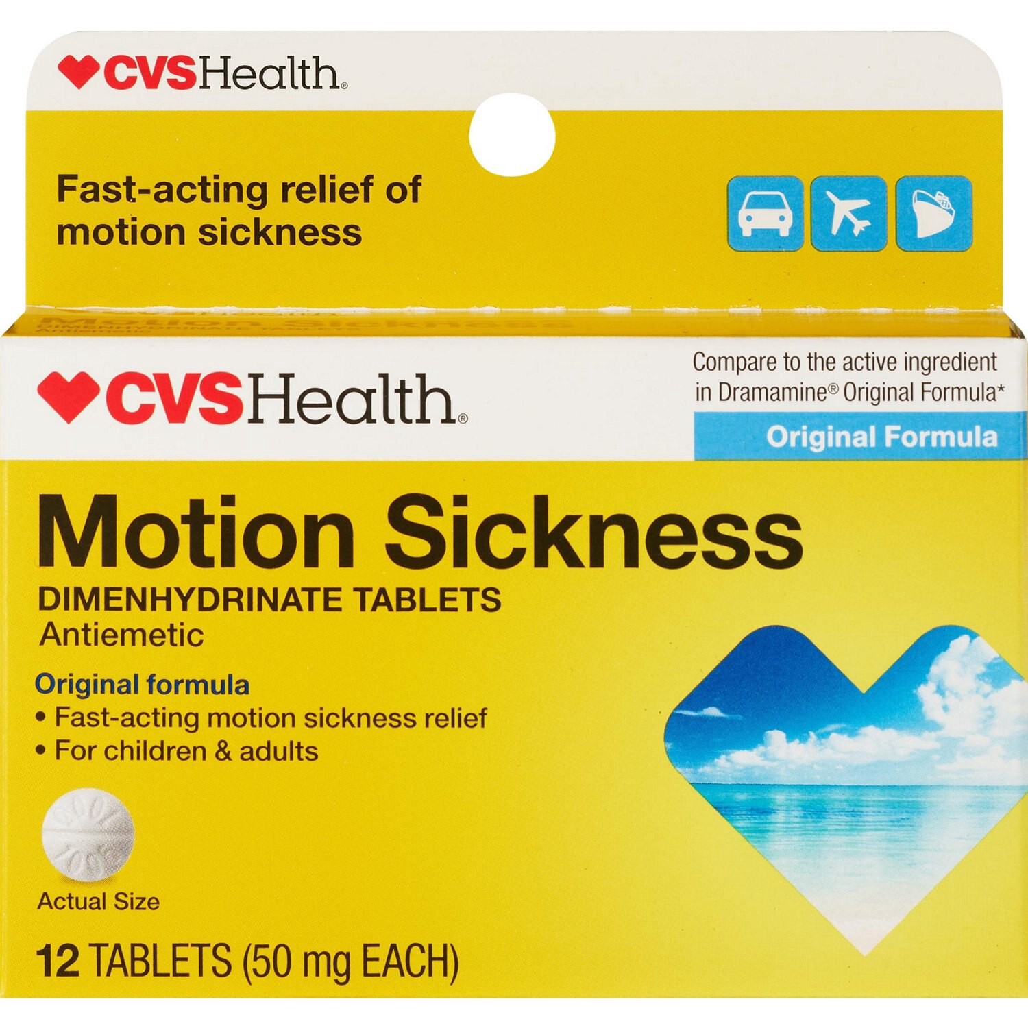 slide 1 of 10, CVS Health Motion Sickness Tablets, 12 Ct, 1 ct