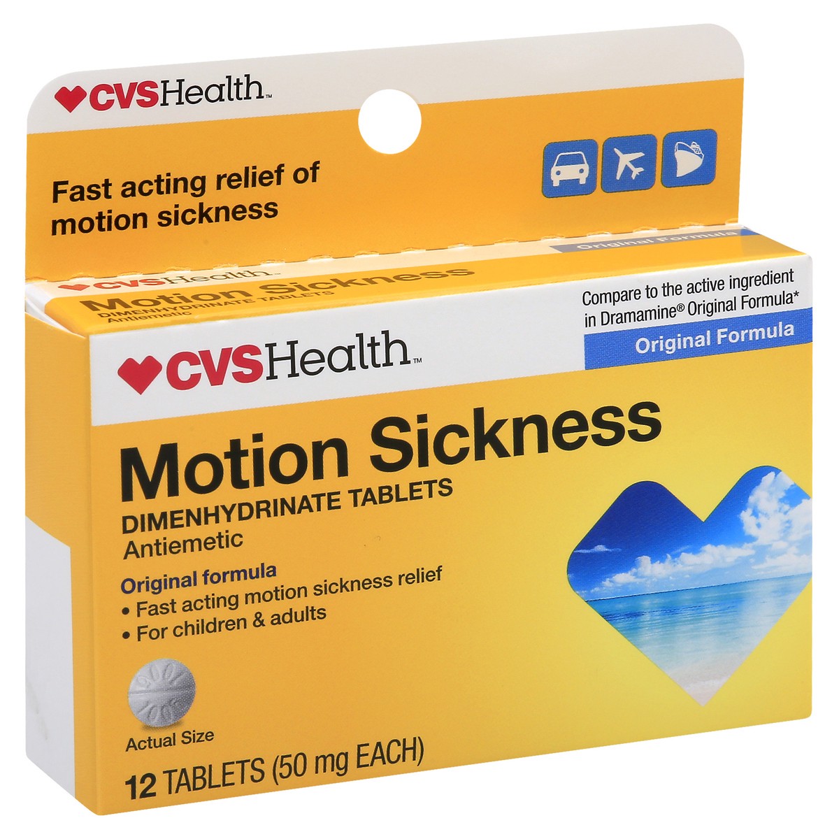 slide 8 of 10, CVS Health Motion Sickness Tablets, 12 Ct, 1 ct