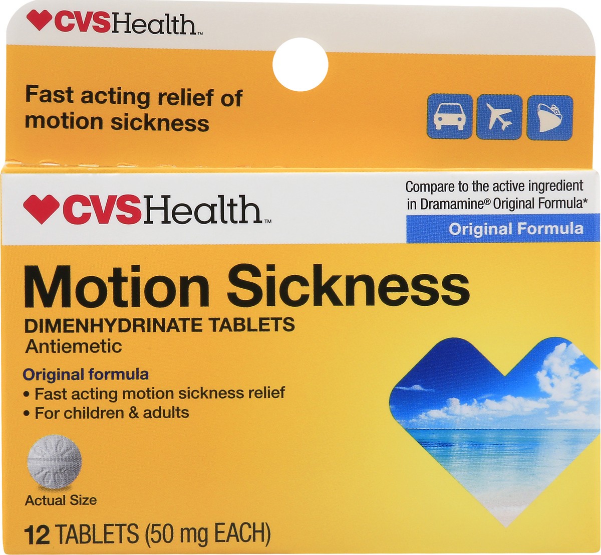 slide 1 of 10, CVS Health Motion Sickness Tablets, 12 Ct, 1 ct