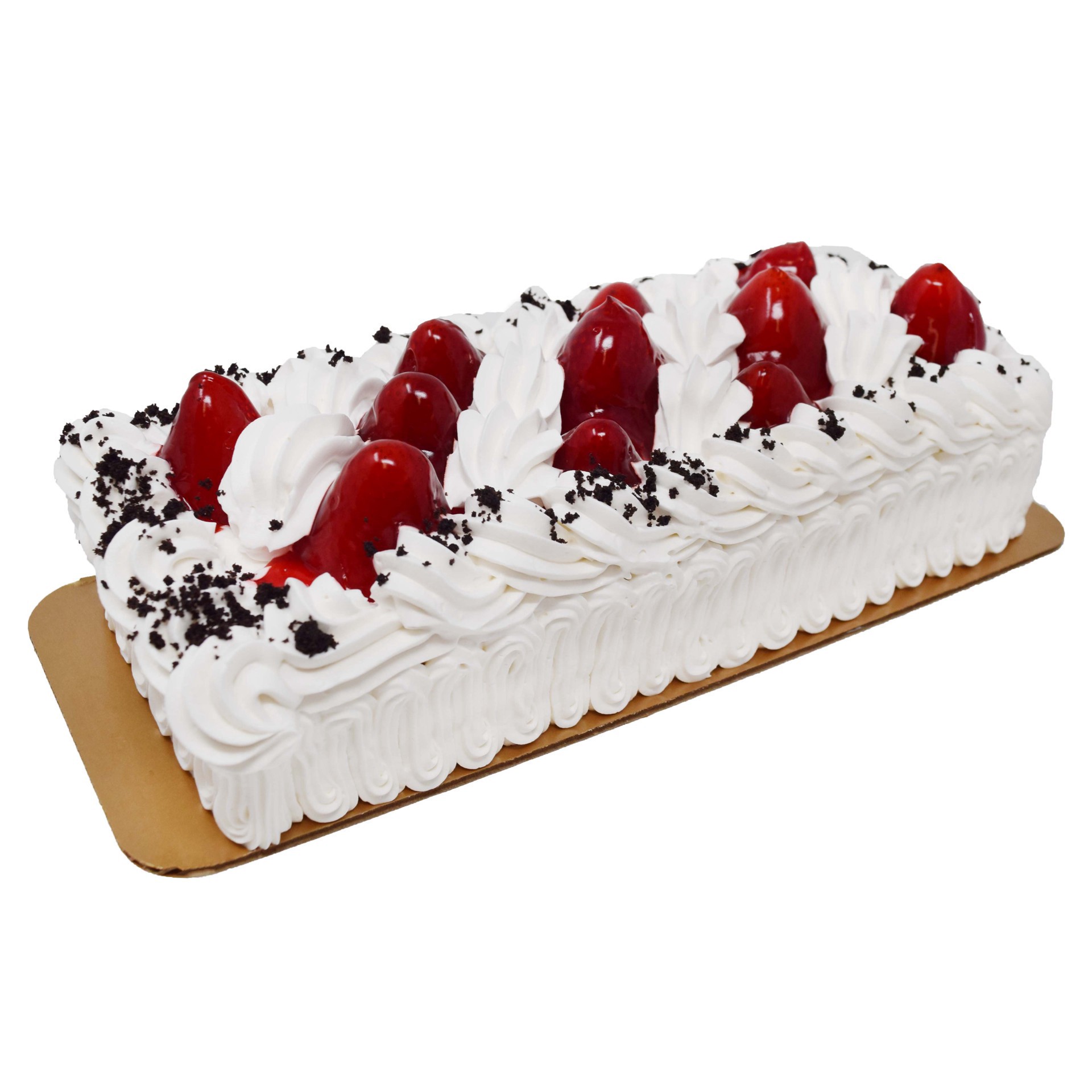 slide 1 of 1, H-E-B Bakery Fresh Strawberry Chocolate Cake, 1/8 sheets