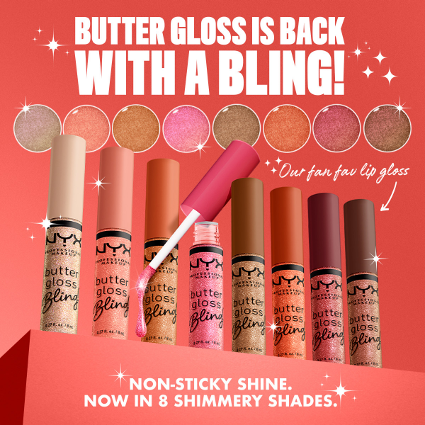 slide 19 of 29, NYX Professional Makeup Butter Butter Gloss Bling Non Sticky Lip Gloss, Shimmer Down, 0.27 fl oz, 0.27 fl oz