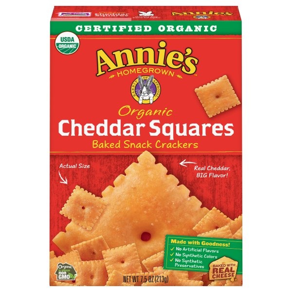 slide 1 of 1, Annie's Homegrown Cheddar Squares Baked Snack Crackers, 6 oz