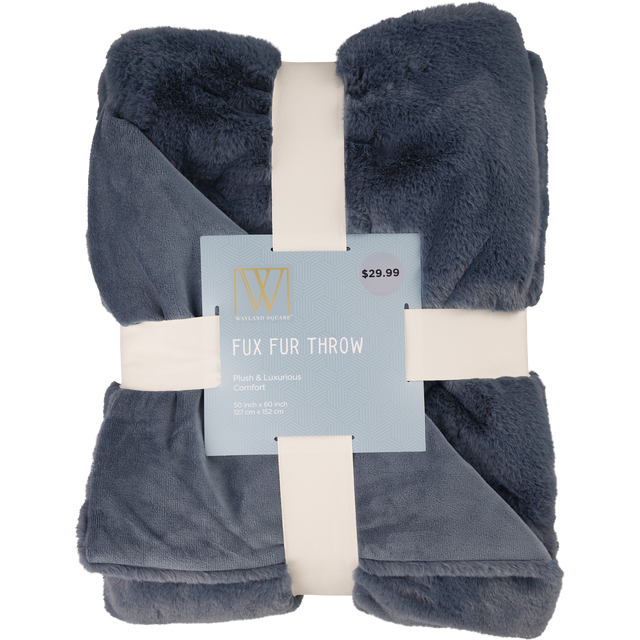 slide 1 of 1, Fall Fest Faux Rabbit Fur Throw Blanket, Purple, 1 ct