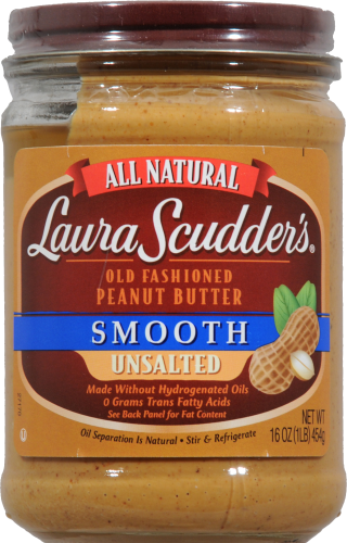 slide 1 of 1, Laura Scudder's Peanut Butter, Old Fashioned, Unsalted, Smooth, 16 oz