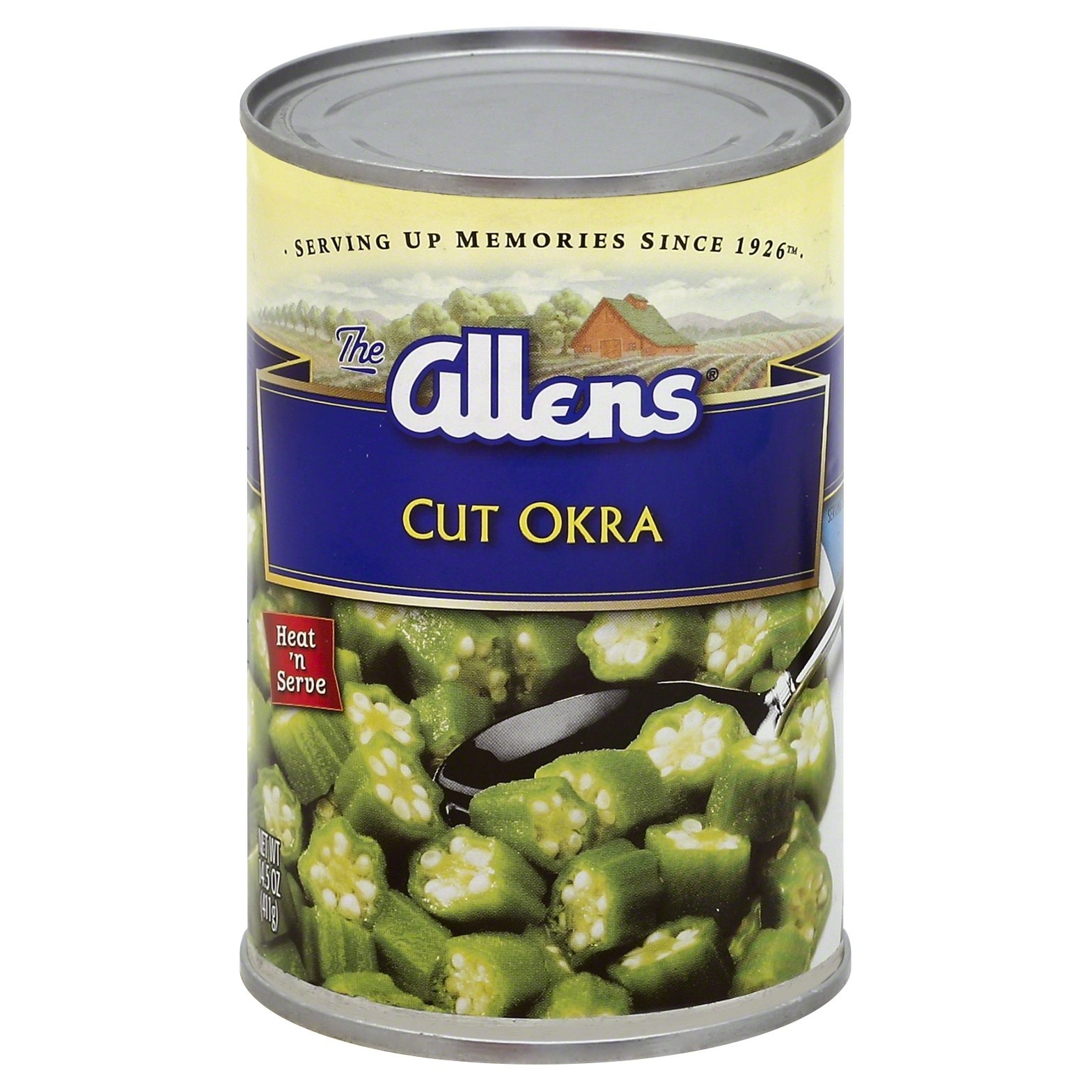 slide 1 of 1, Allen's Cut Okra, 14.5 oz