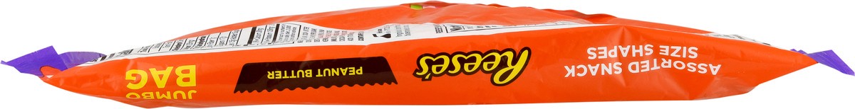 slide 8 of 12, REESE'S Assorted Milk Chocolate Snack Size Peanut Butter Shapes, Halloween Candy Jumbo Bag, 14.4 oz, 14.40 oz