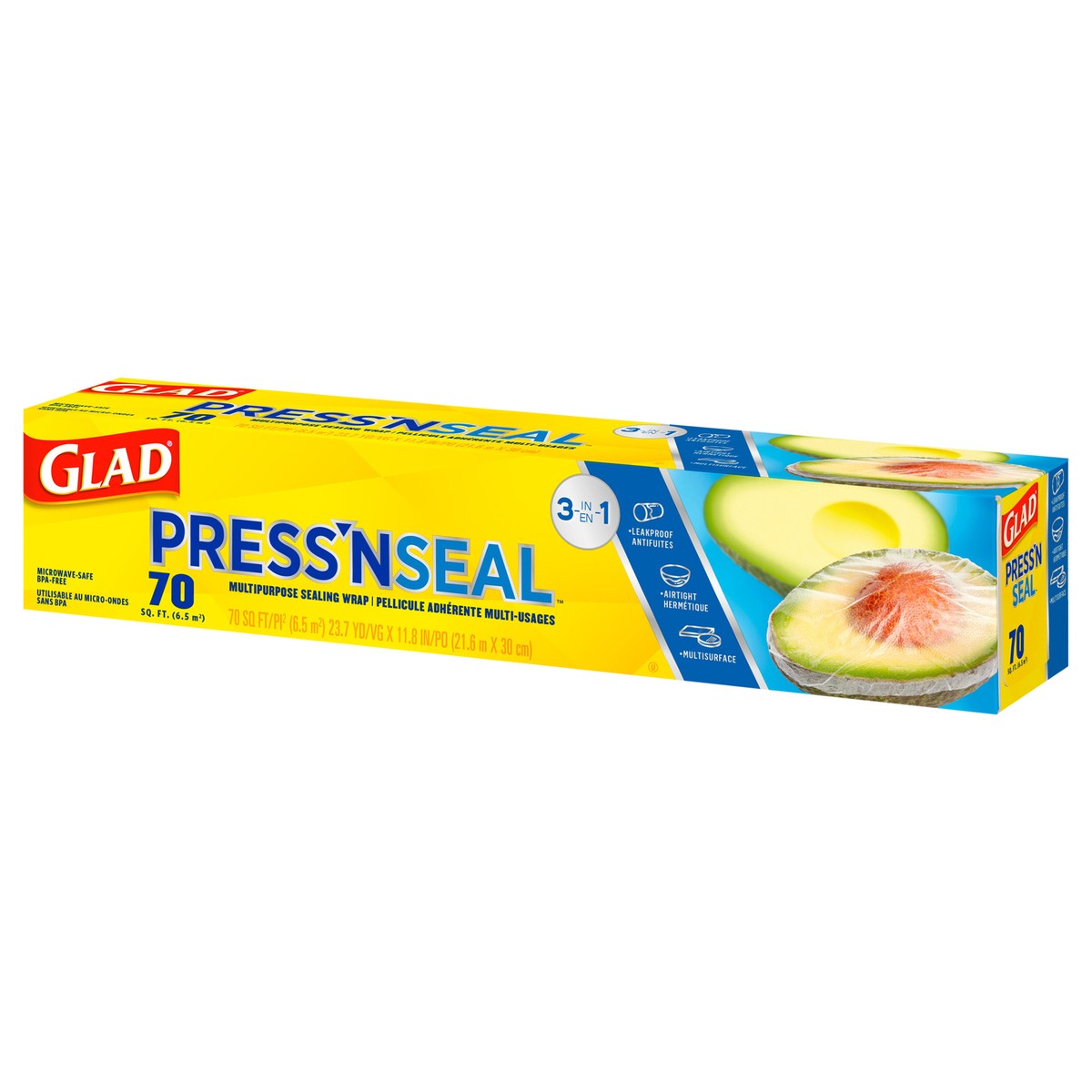 slide 3 of 9, Glad Press'n Seal Plastic Food Wrap - 70 Square Foot Roll, 1 ct