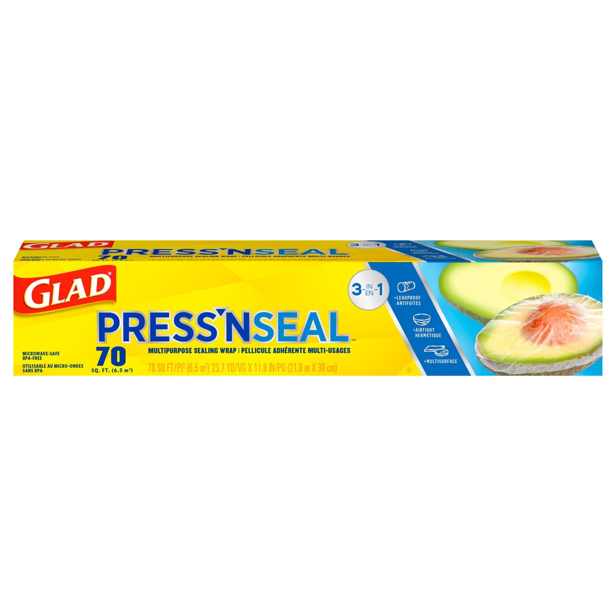 slide 1 of 9, Glad Press'n Seal Plastic Food Wrap - 70 Square Foot Roll, 1 ct