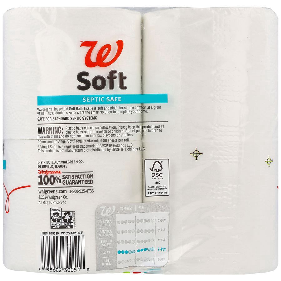 slide 2 of 5, Walgreens Soft Bathroom Tissue Rolls, 320 ct x 4 ct