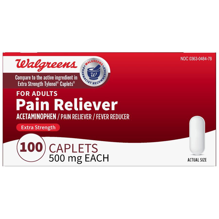 slide 1 of 2, Walgreens Extra Strength Acetaminophen Caplets, 100 ct