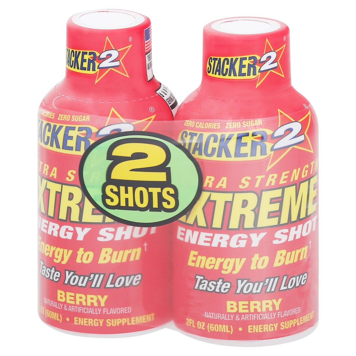 slide 2 of 12, Stacker 2 Extra Strength Extreme Berry Energy Shot 2 ea, 2 ct