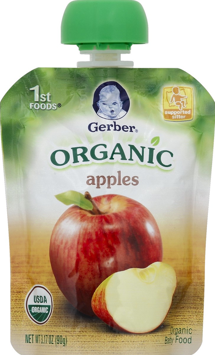 slide 2 of 2, Gerber Apples 1st Foods Organic Supported Sitter Pouch, 3.17 oz