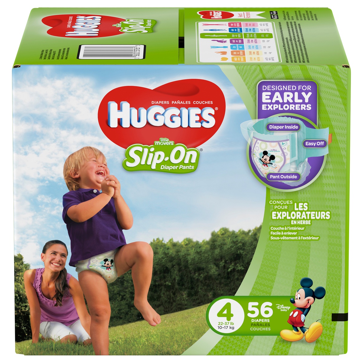 slide 1 of 1, Huggies Little Movers Slip On Diapers Size 4, 56 ct