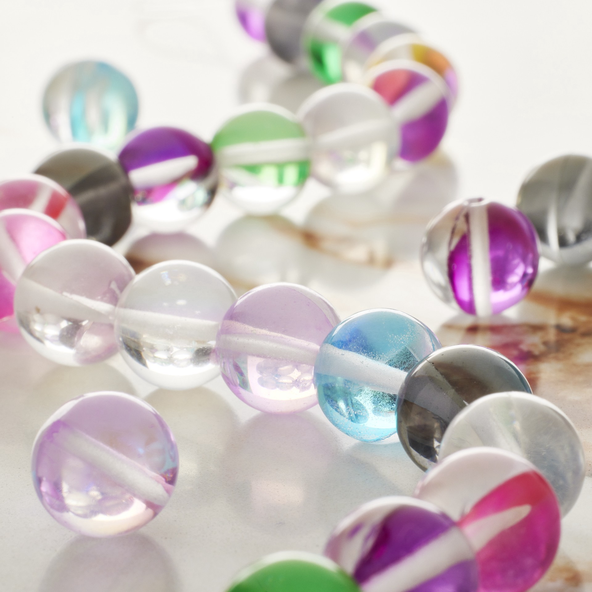 slide 3 of 3, Multicolor Shiny Glass Round Beads By Bead Landing, 10 mm