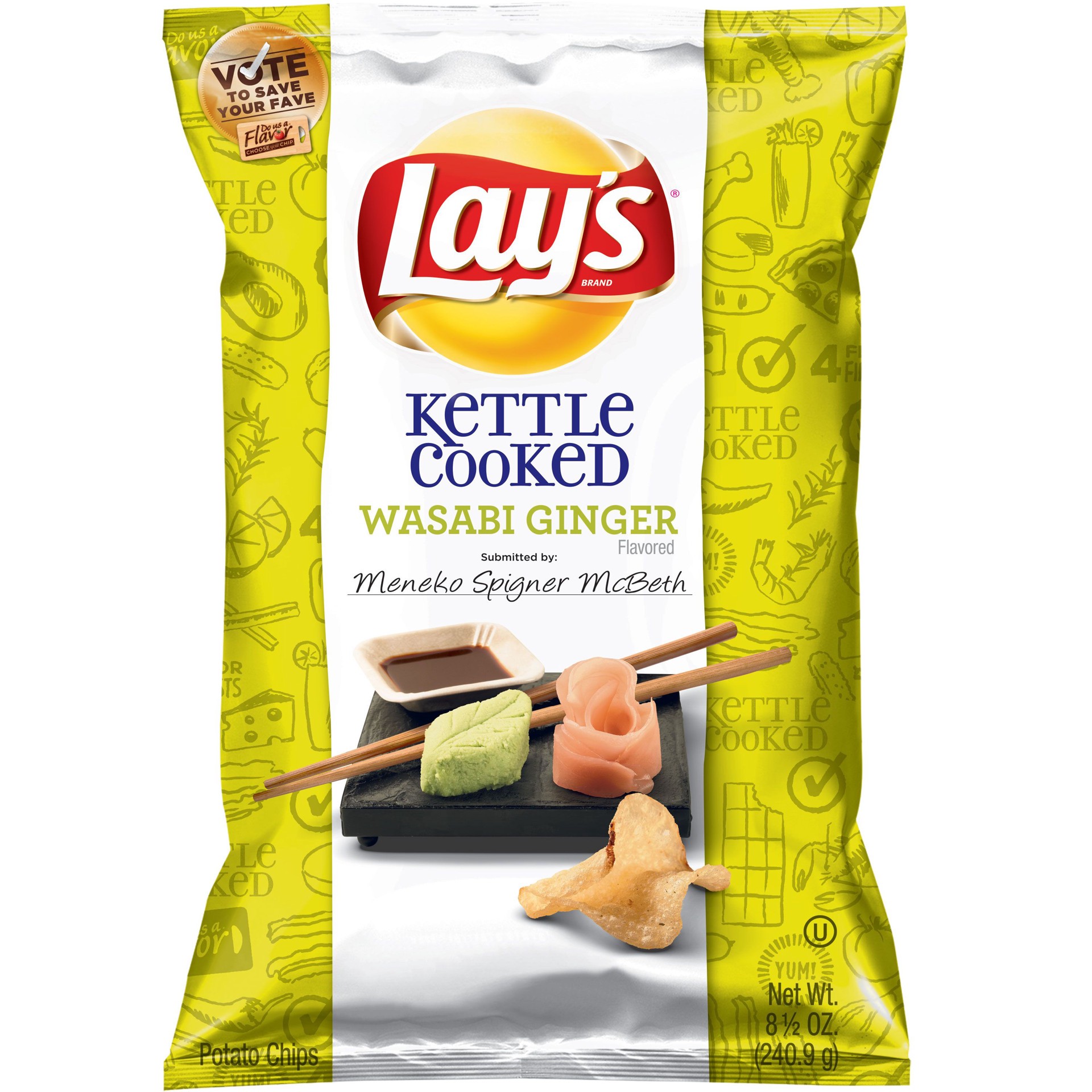 slide 1 of 2, Ruffles Lay's Kettle Cooked Wasabi Ginger Potato Chips  8.5 Ounce Plastic Bag, 8.5 oz